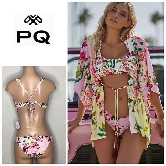 New. PQ reversible floral teeny bikini. L-top/M-bottom. Retails $172